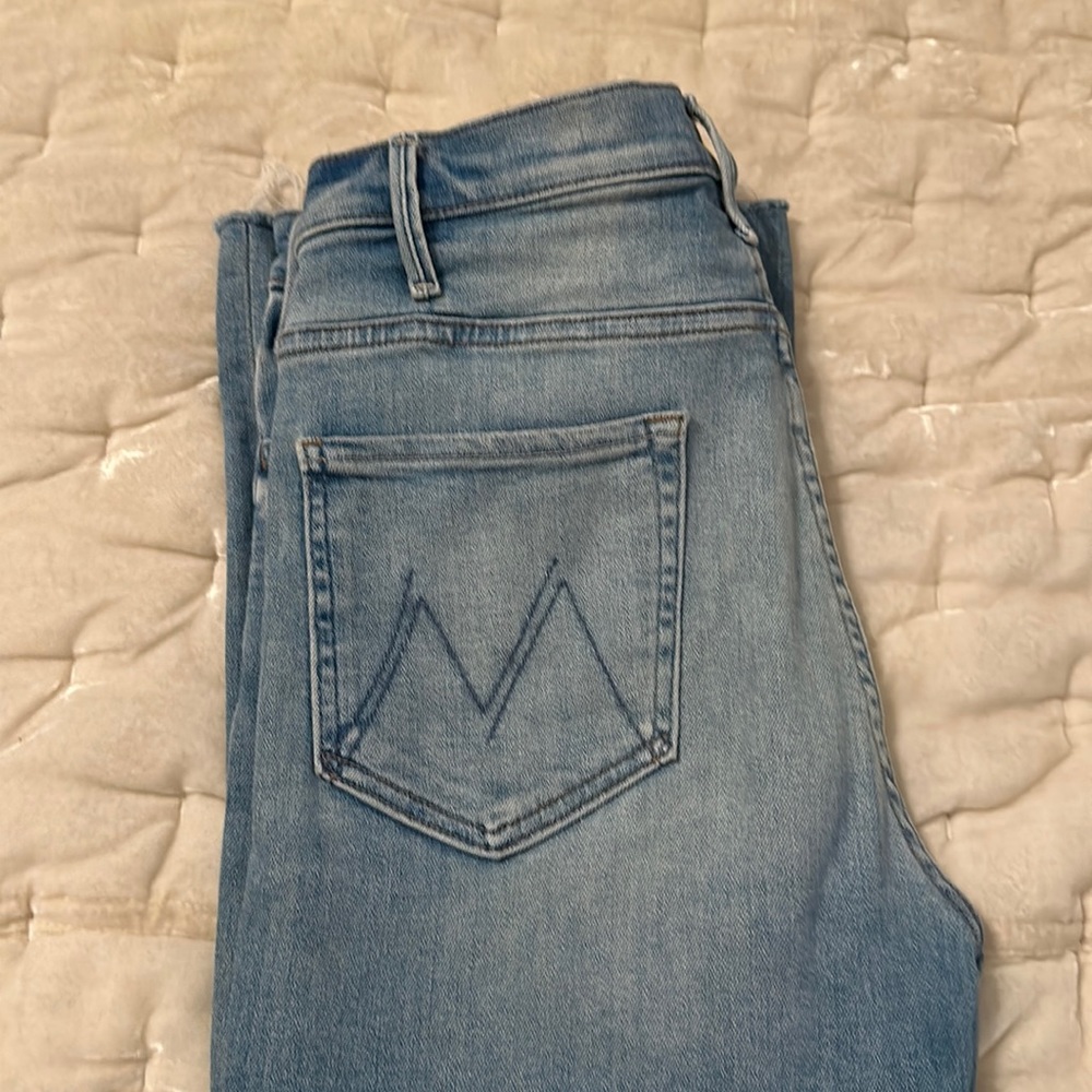 Mother jeans. Size 31. The Hustler with frayed ankle.
